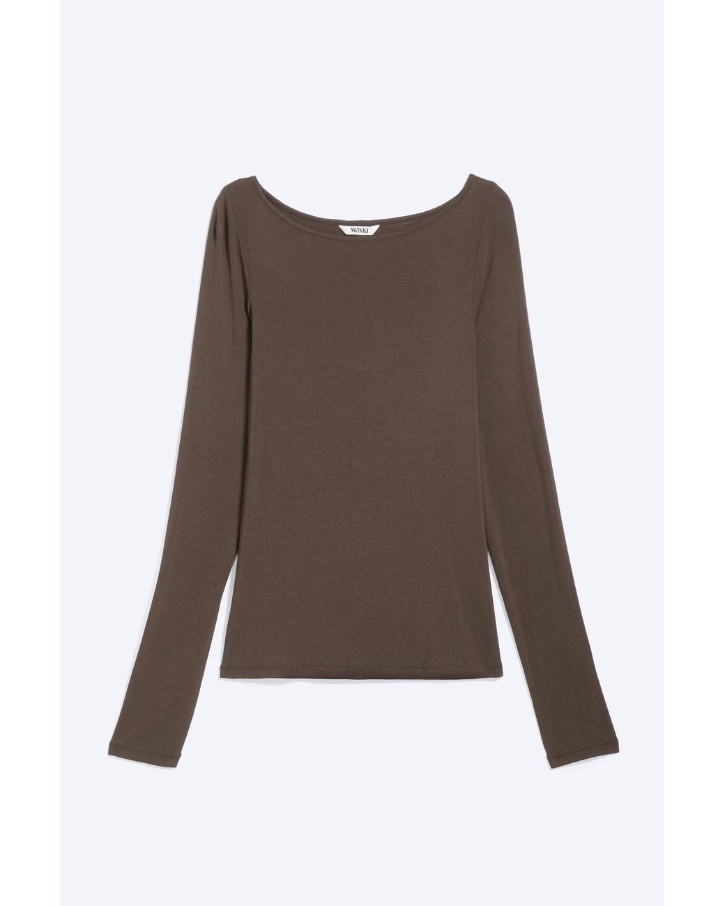 Monki Blue Sheer Boatneck Long-Sleeve