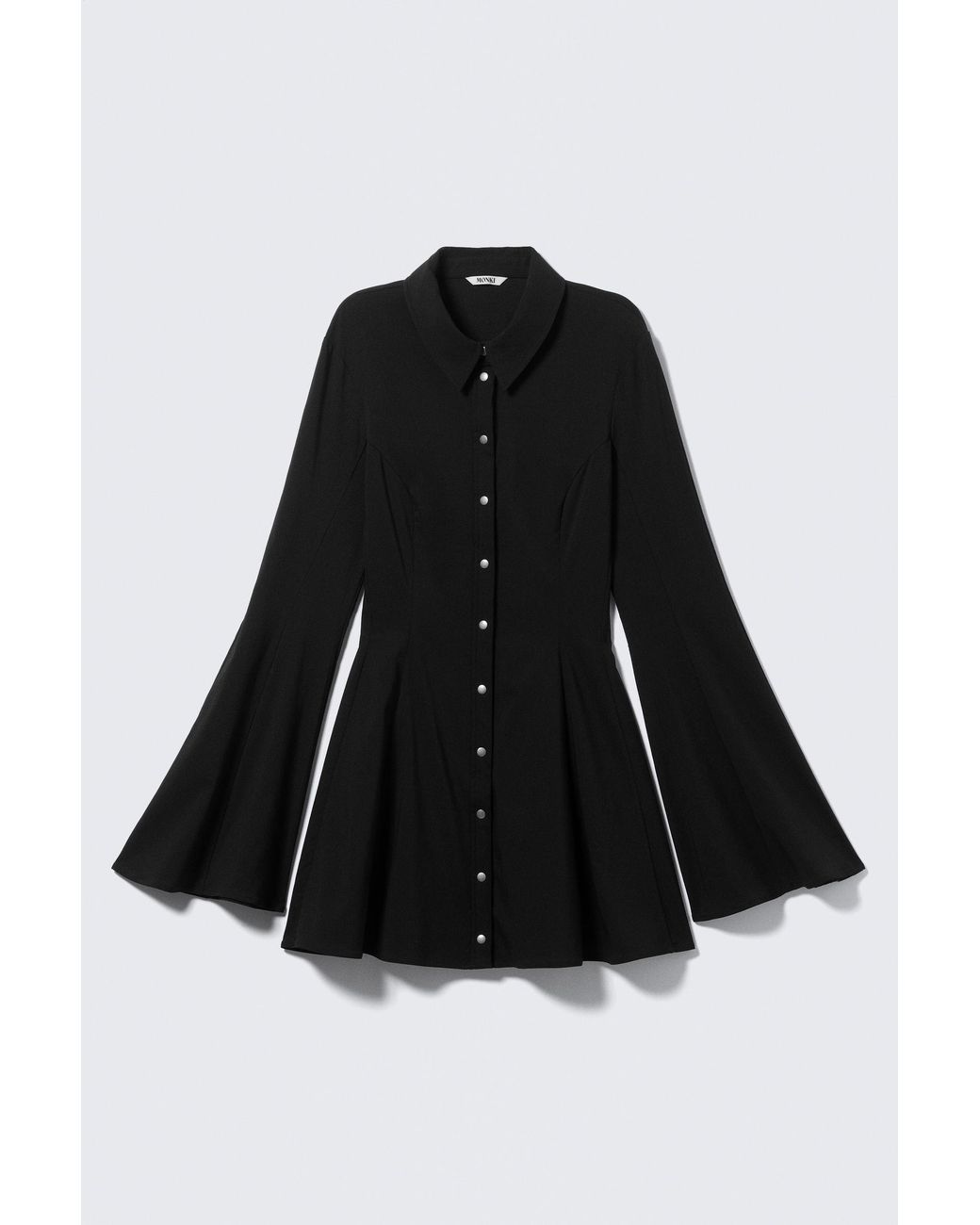 Monki Black Fit-And-Flare Mini Shirt Dress