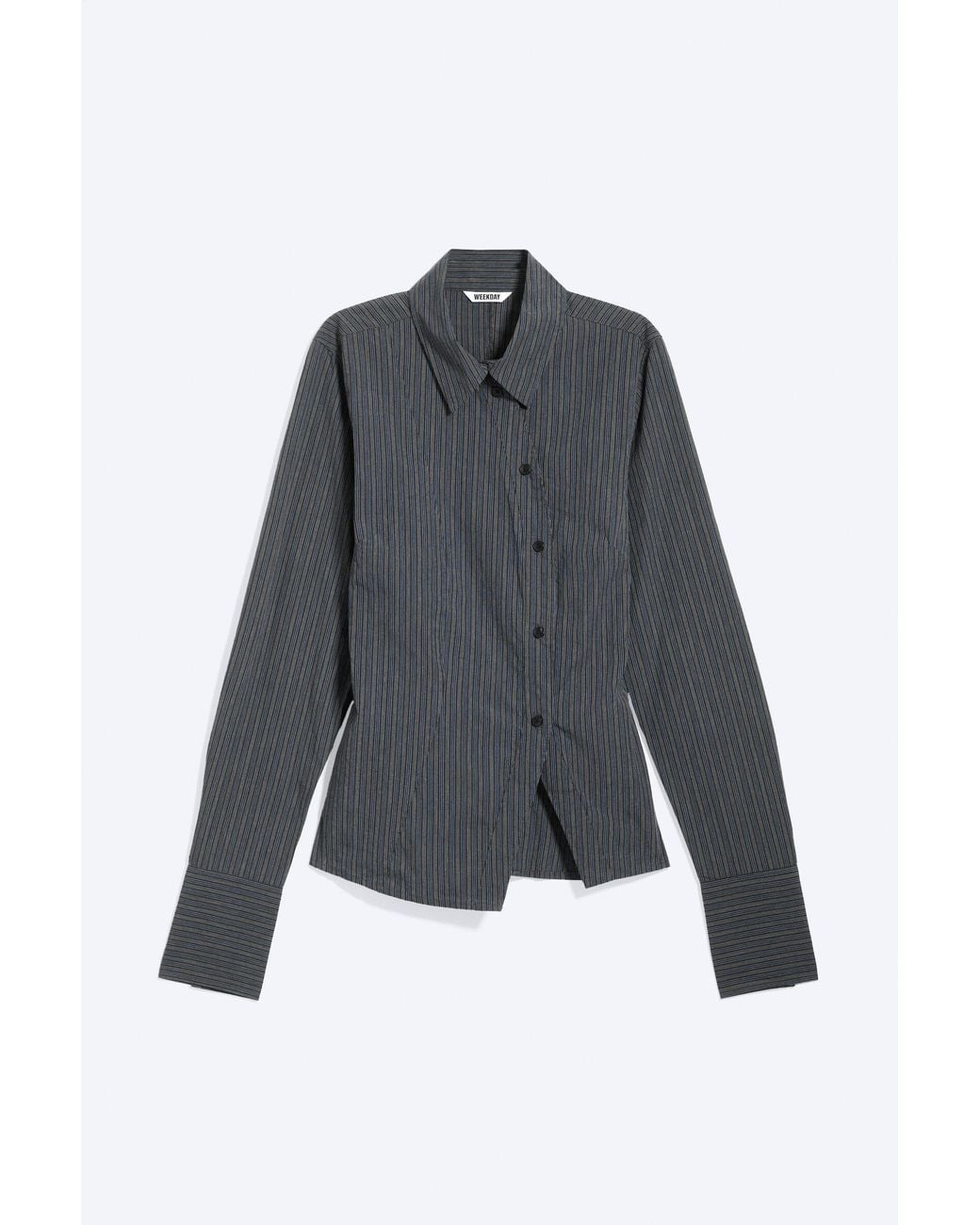 Weekday Gray Asymmetric Fitted Poplin Shirt