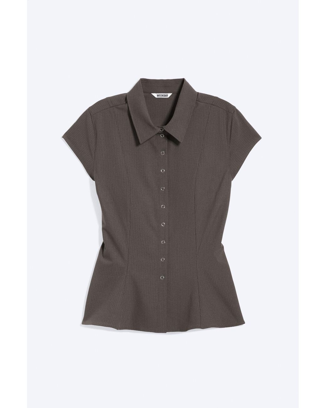 Weekday Black Slim Fit Short-Sleeved Crepe Shirt
