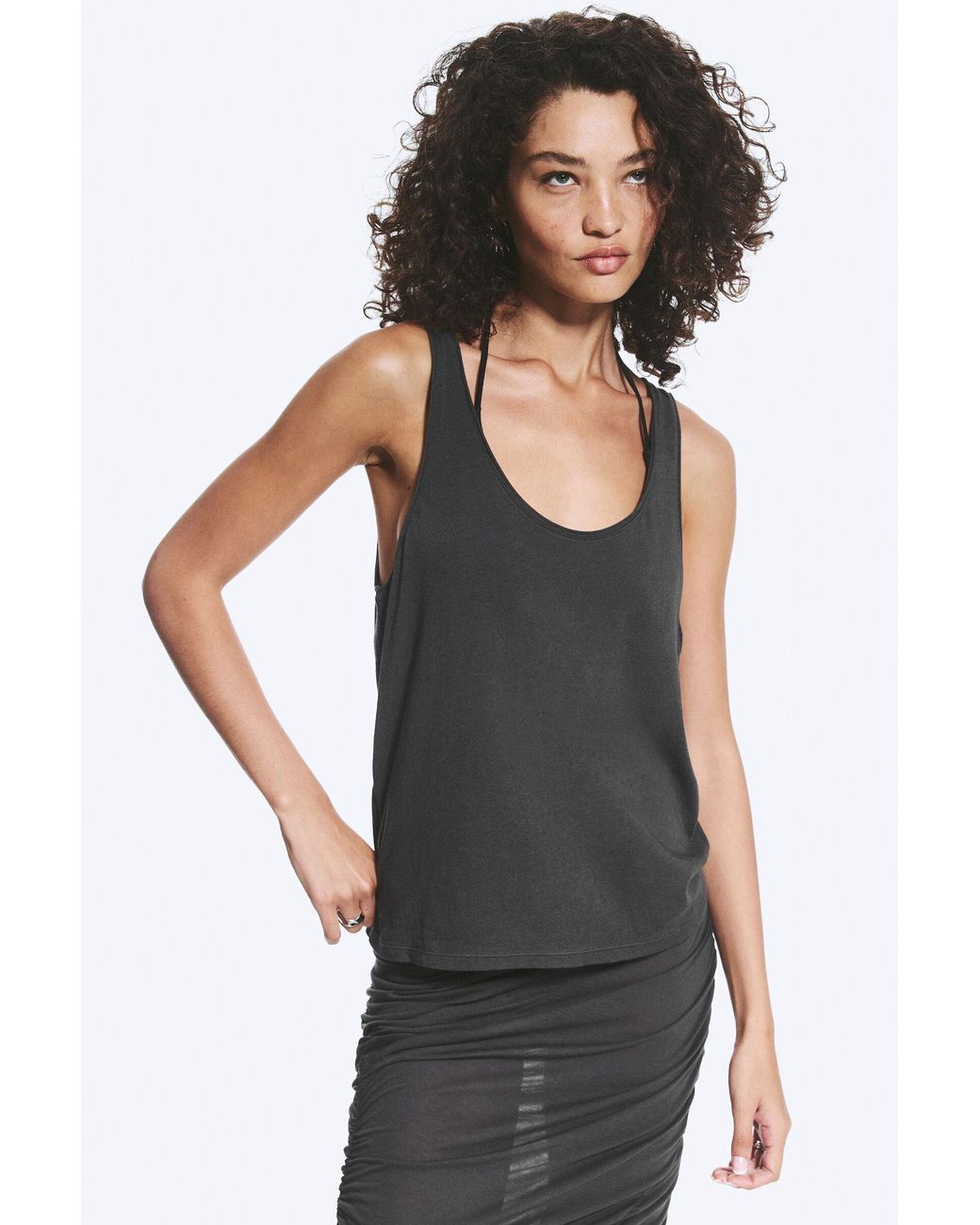 Weekday Black Relaxed Sheer Tank Top