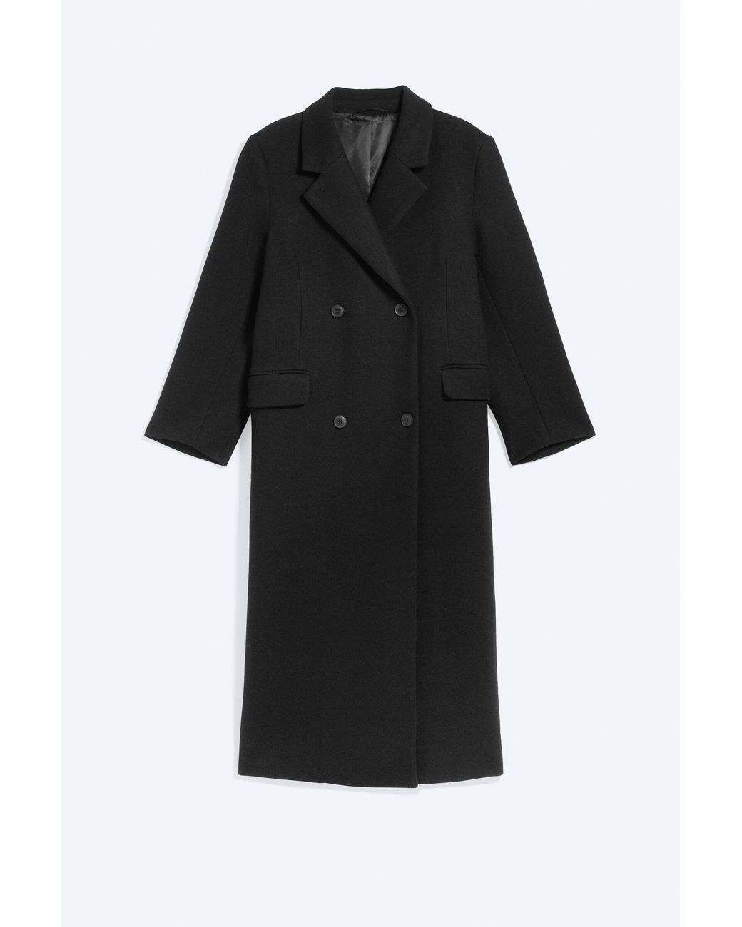 Weekday Black Logan Double-Breasted Wool-Blend Coat