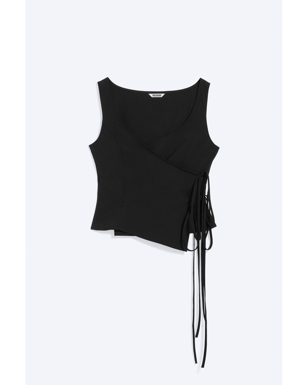 Weekday Black Asymmetric Wrap Strap Top