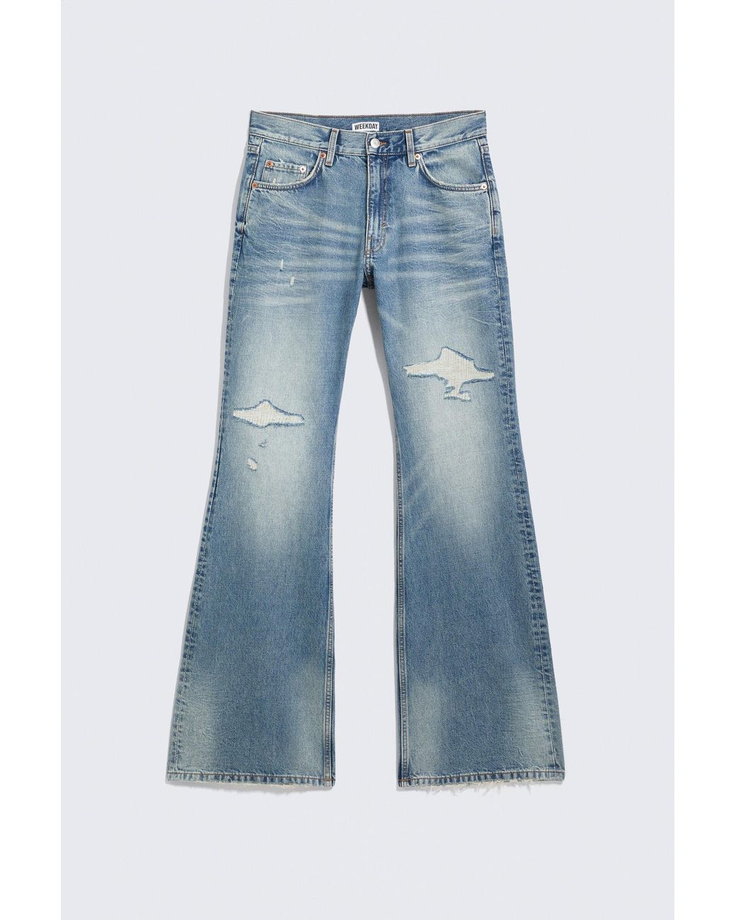 Weekday Blue Helix Mid Rise Regular Flared Jeans