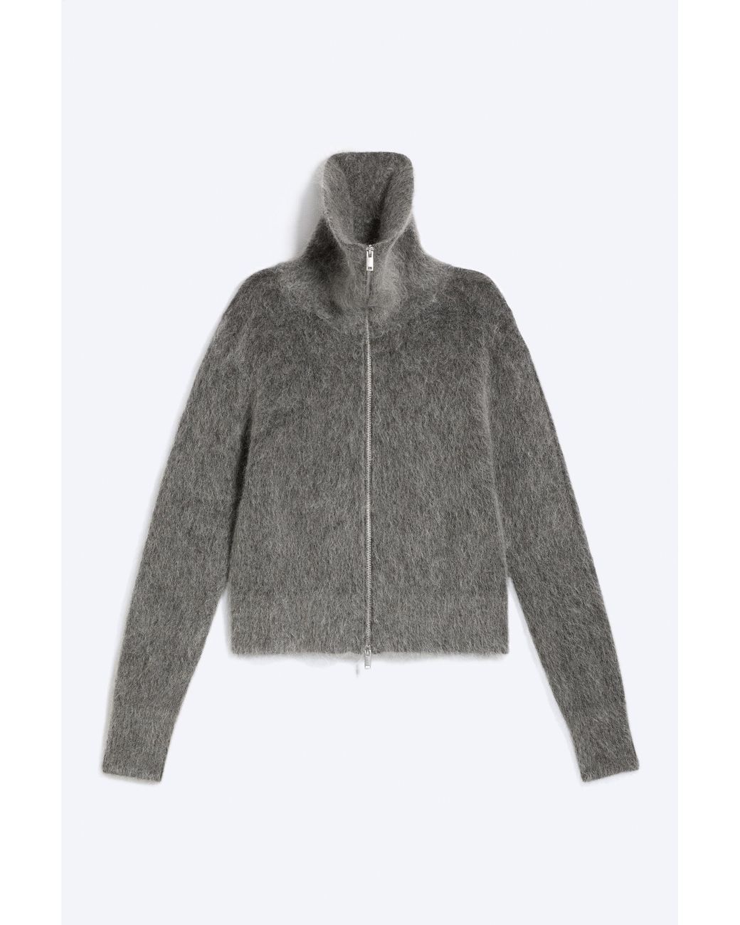 Weekday Gray Mohair Blend Zip Cardigan