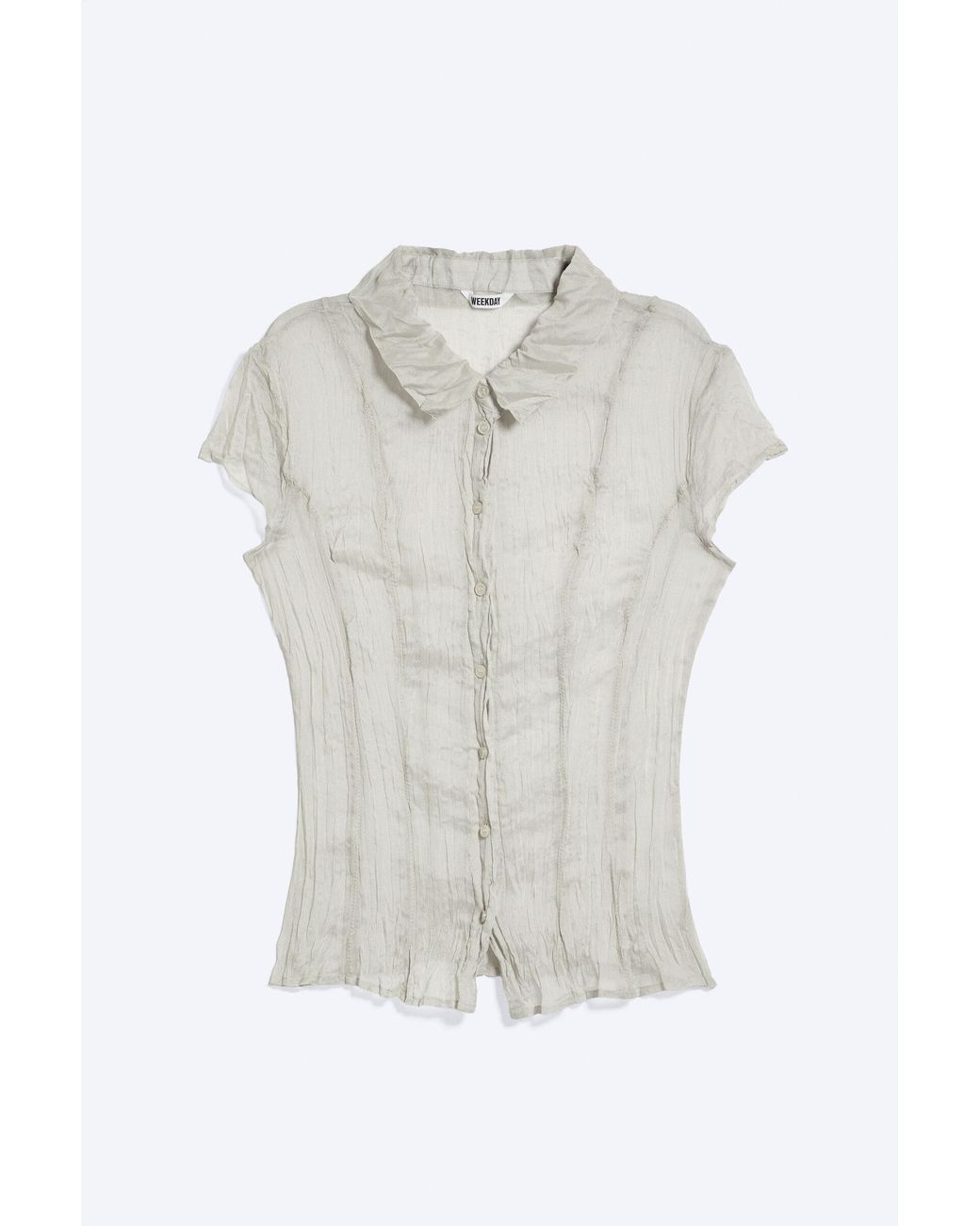 Weekday Black Short-Sleeved Crinkle Shirt