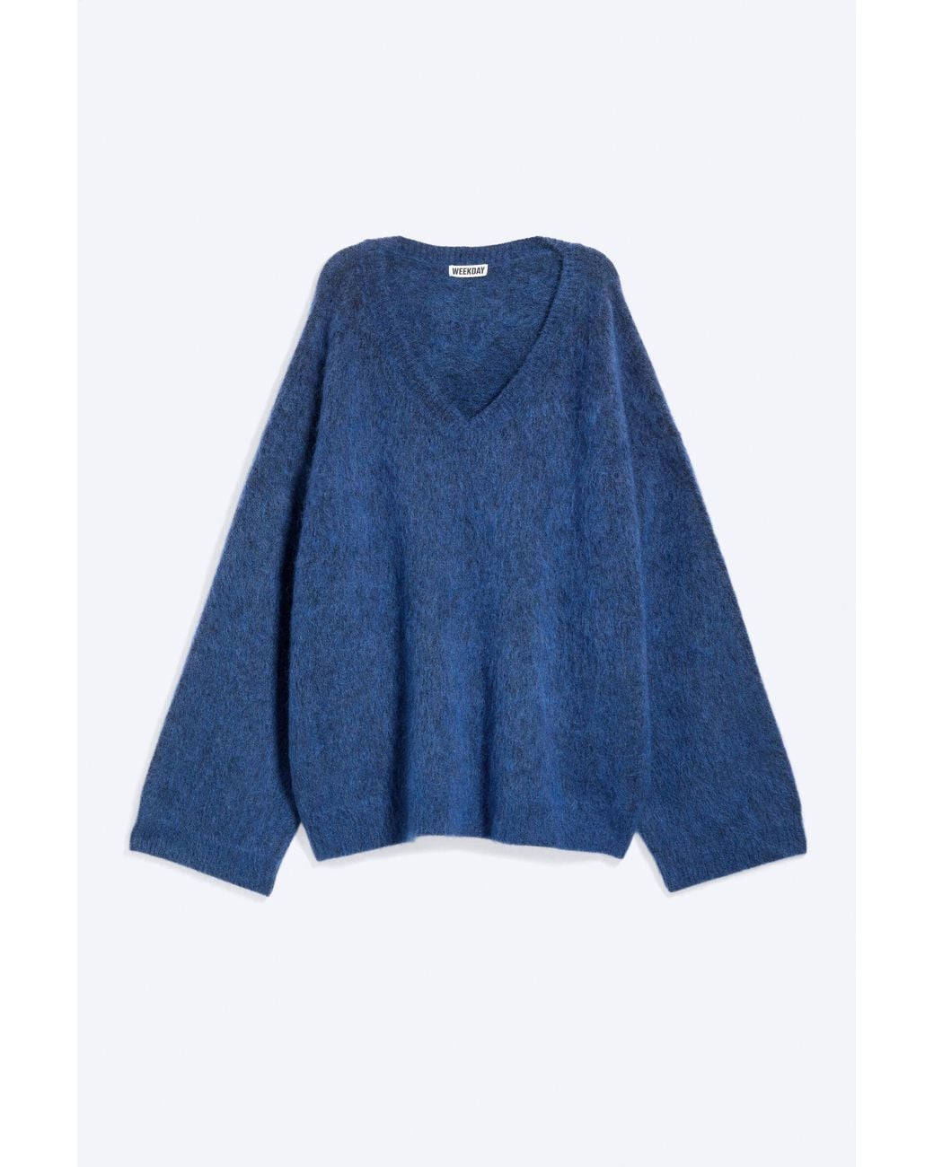Weekday Blue Mohair-Blend V-Neck Sweater