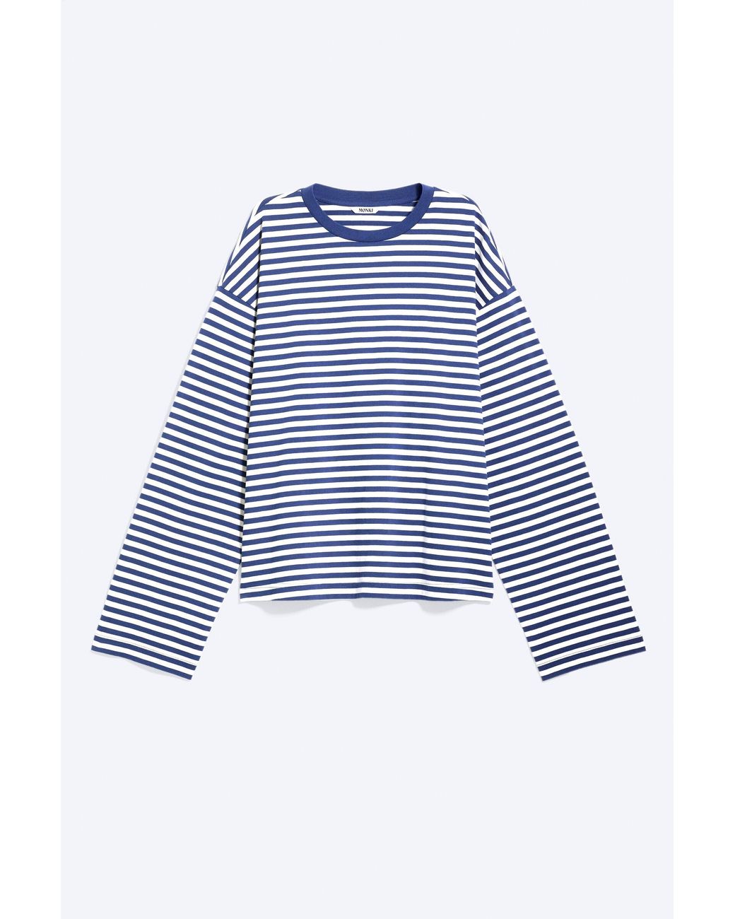 Monki Blue Long-Sleeved Cotton T-Shirt