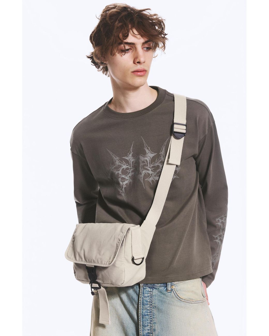 Weekday Gray Crossbody Messenger Bag