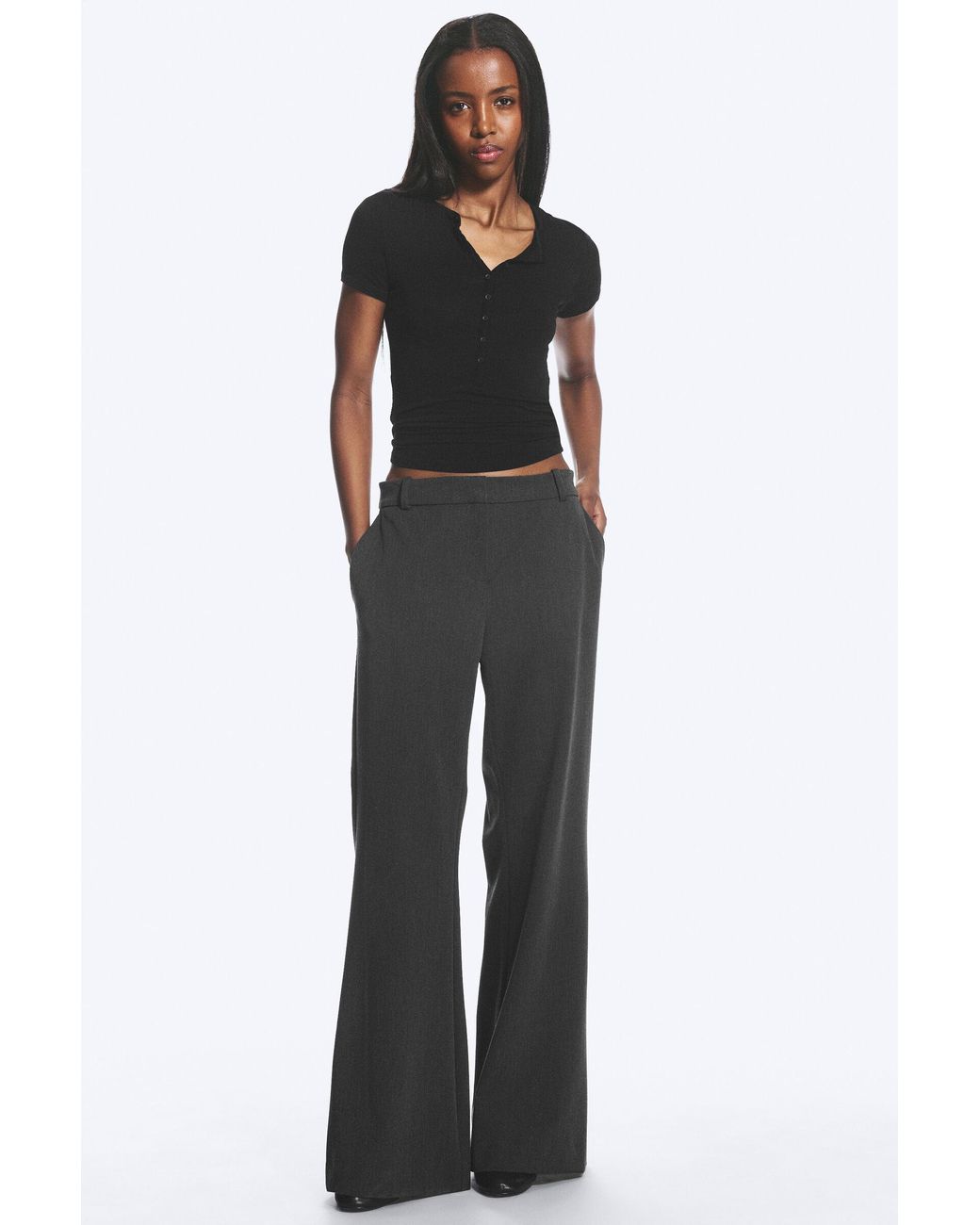 Weekday Black Flared Suit Trousers