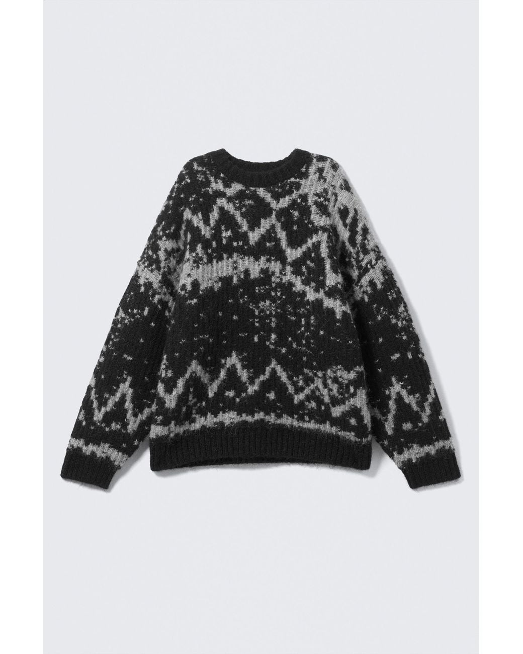 Weekday Gray Oversized Fair Isle Knit Sweater