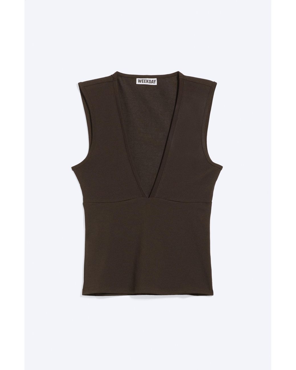 Weekday Blue Fitted V-Neck Sleeveless Top