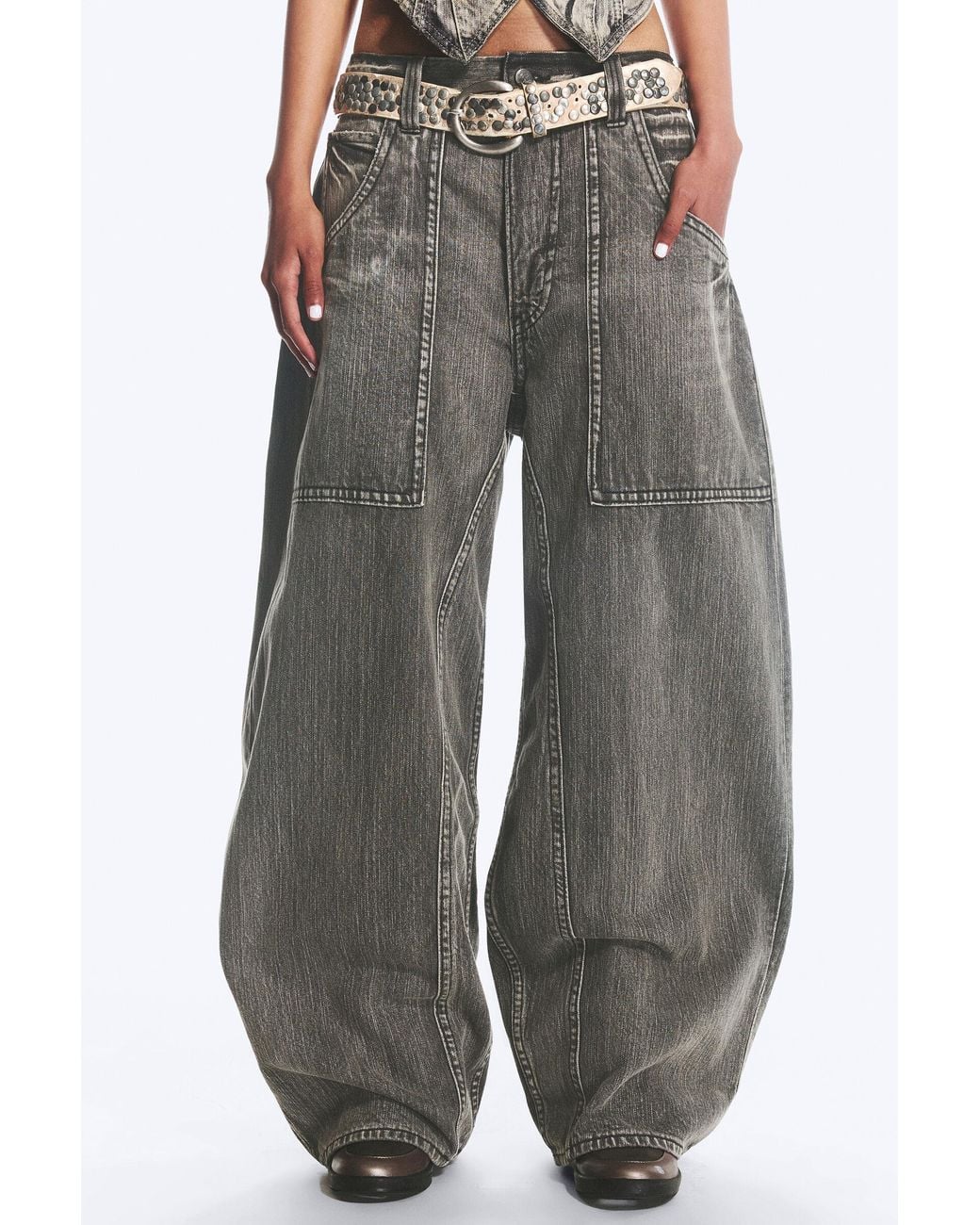 Cheap Monday Gray Dunno Low Rise Loose Barrel Jeans