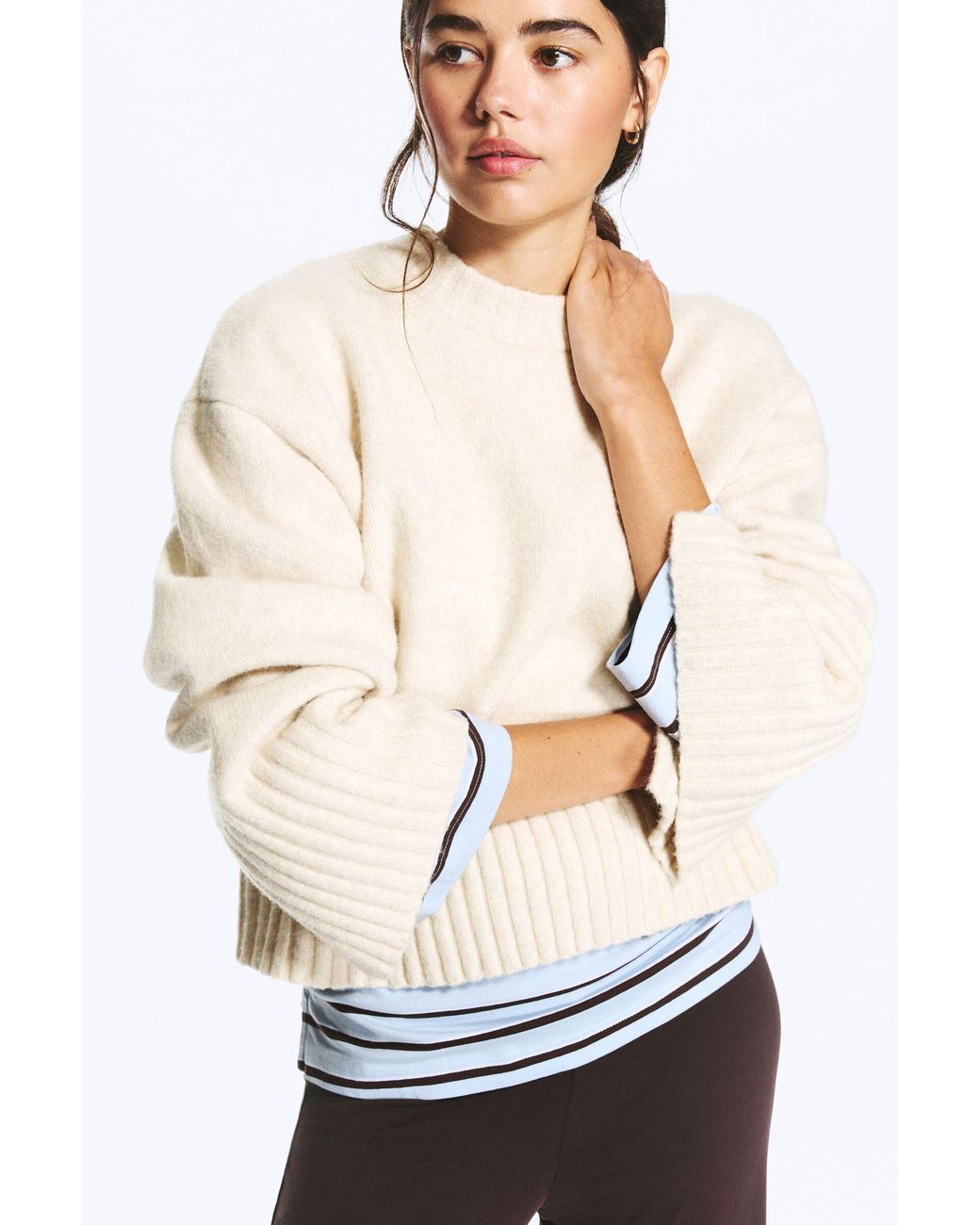 Monki White Gestrickter Oversize-Pullover