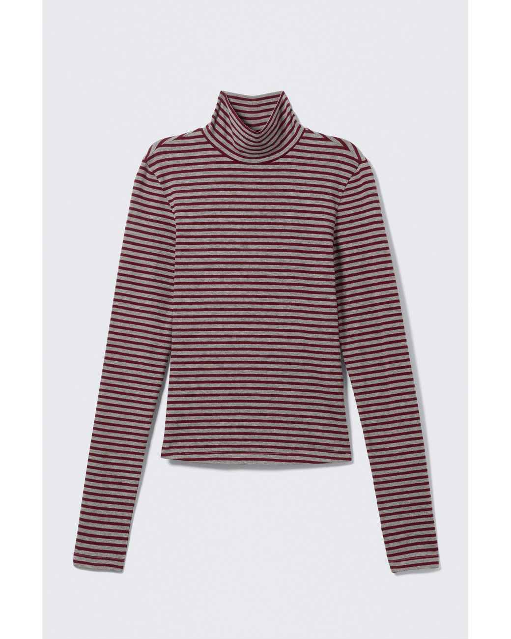 Weekday Purple Fitted Striped Turtleneck Top