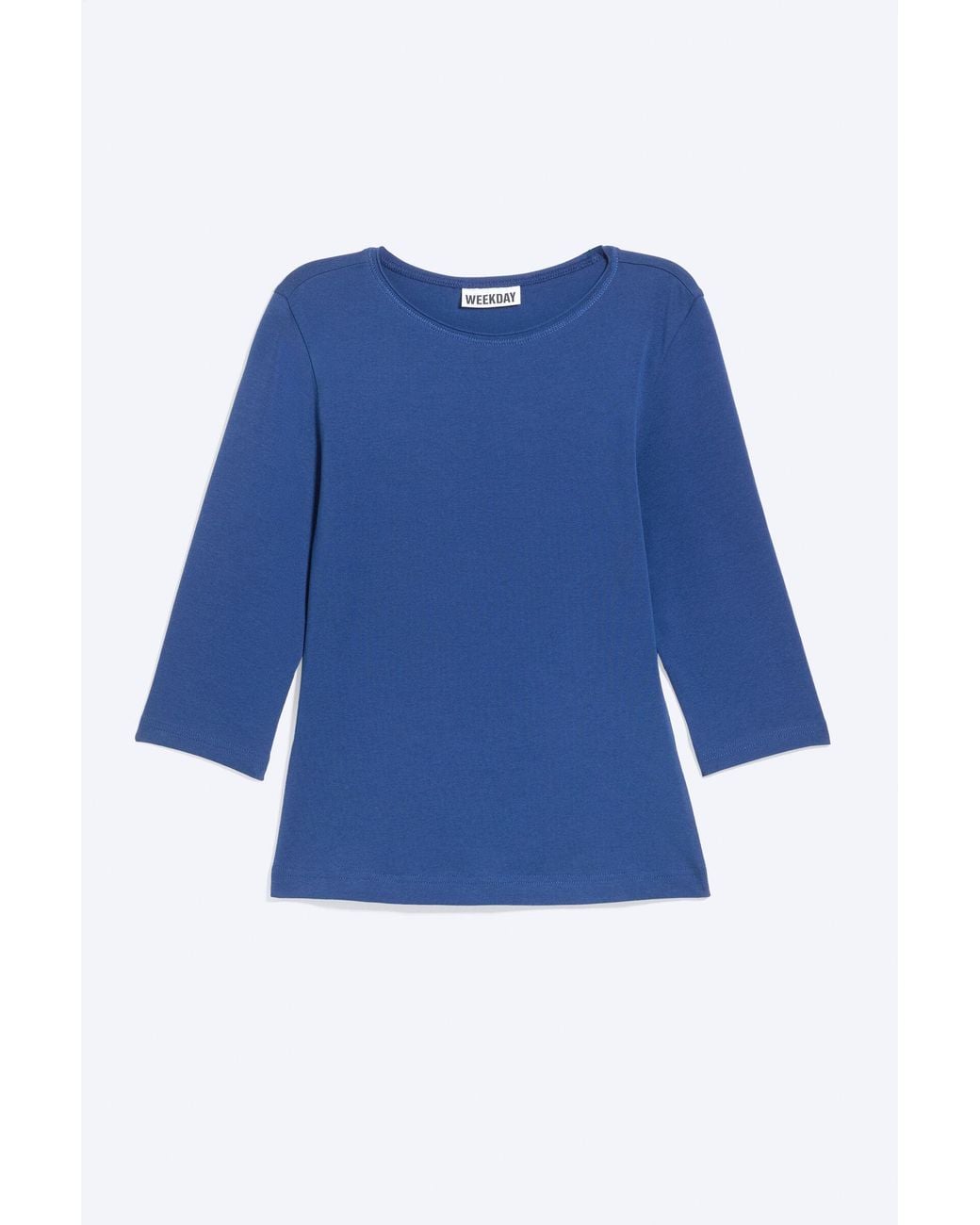Weekday Blue Fitted Three-Quarter Sleeve Top