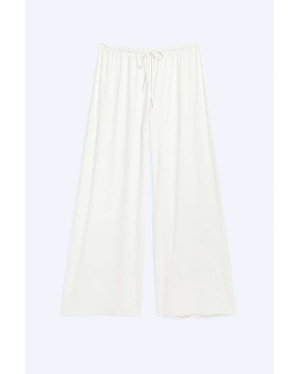 Weekday White Mid Rise Loose Wide Leg Lyocell Trousers