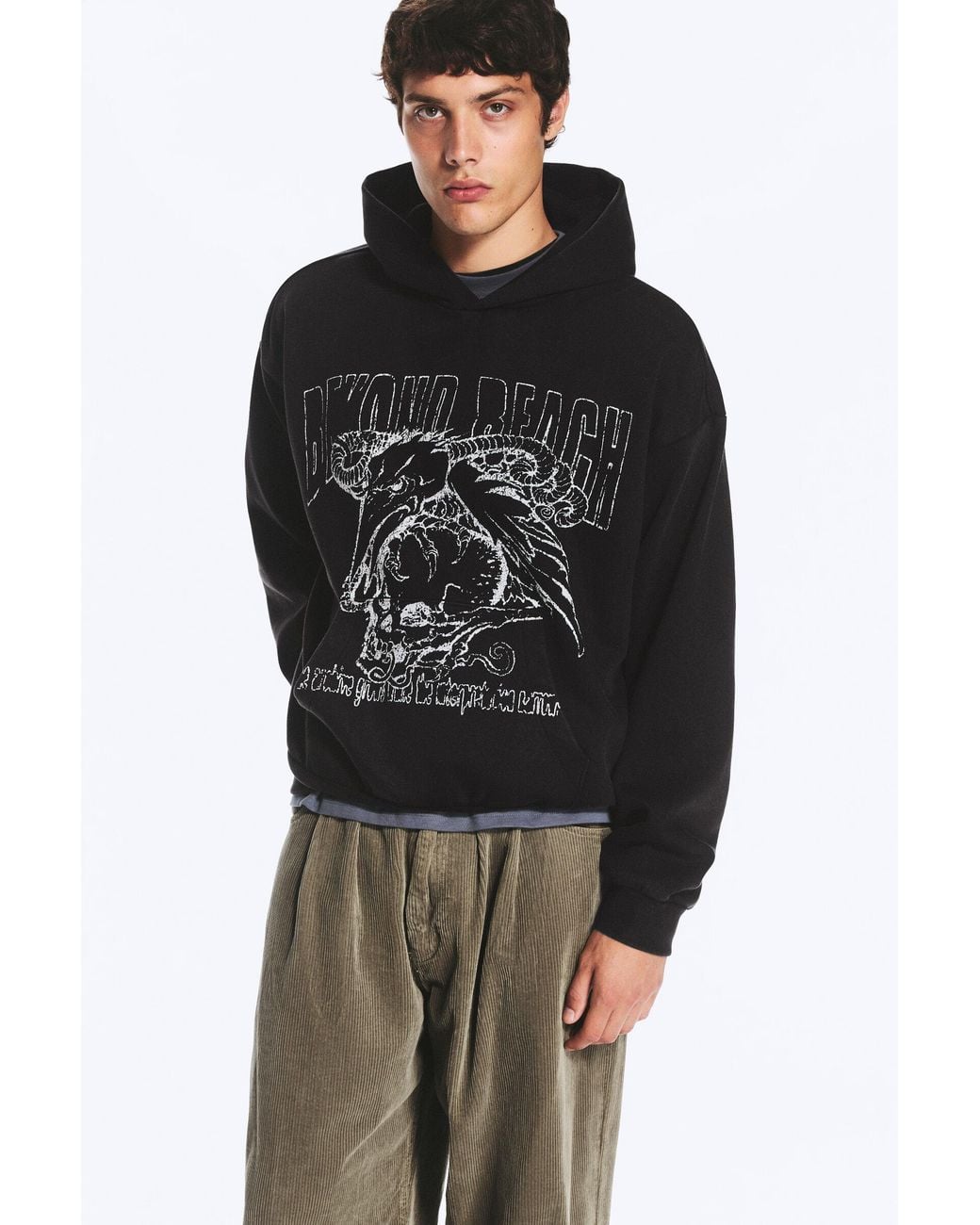 Weekday Black Loose Fit Graphic Hoodie