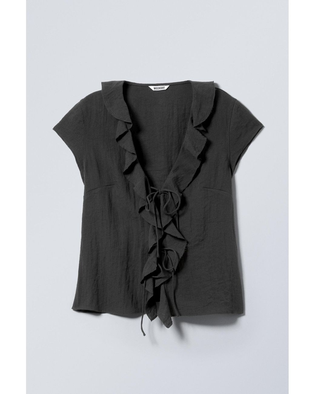 Weekday Black Frilled Tie-Front Top