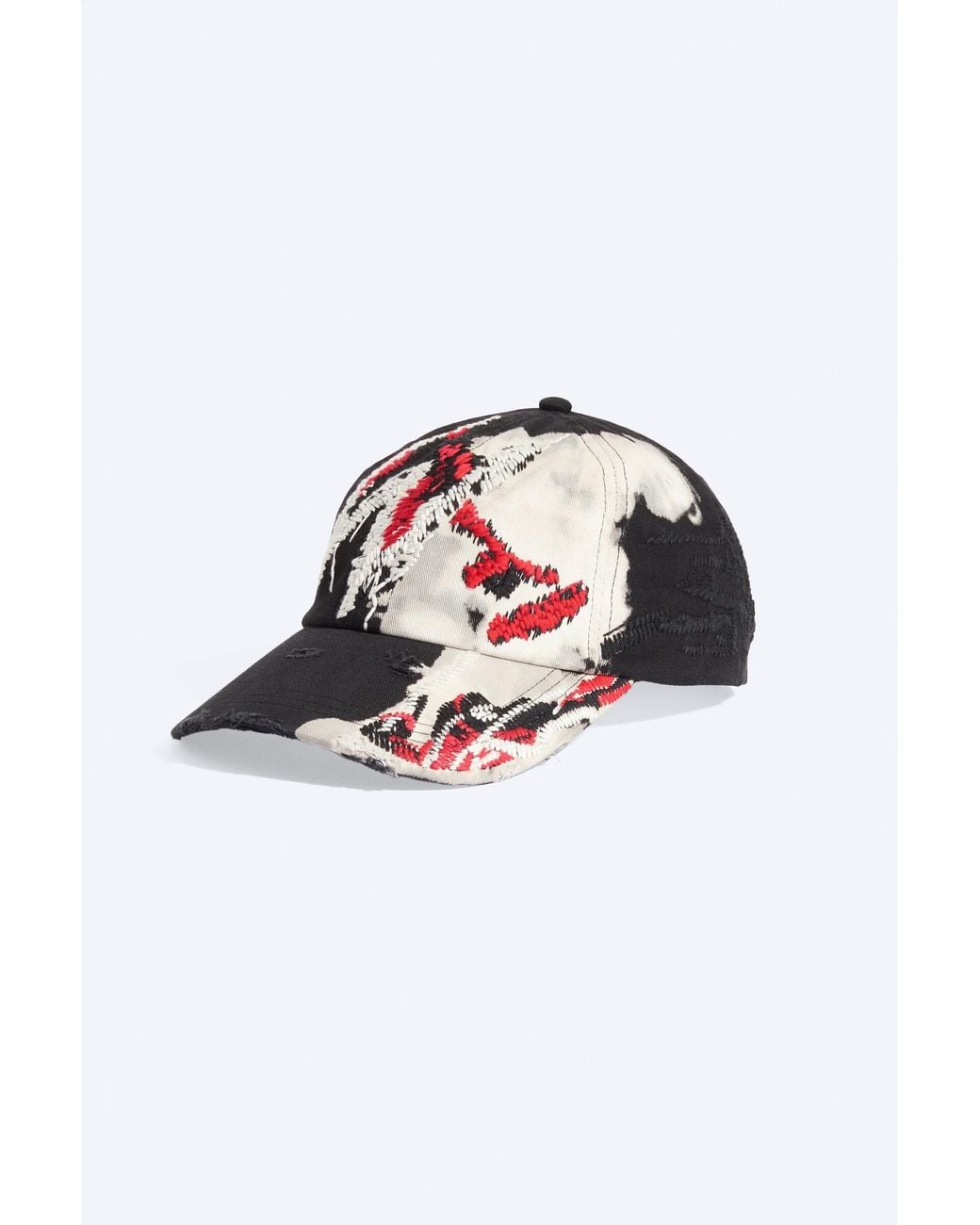 Weekday Black Distressed Embroidered Baseball Cap for men