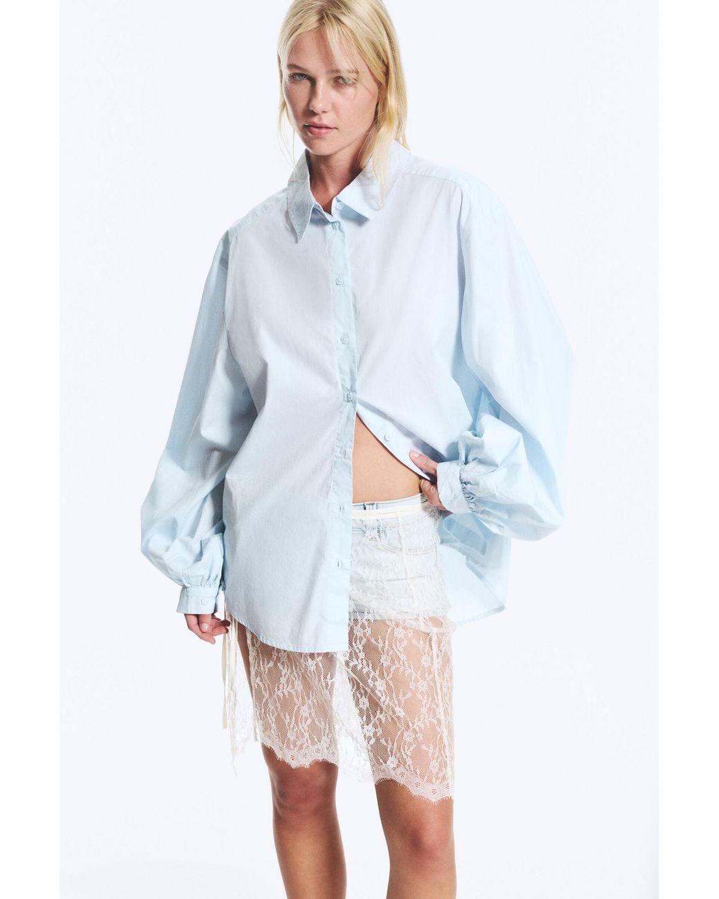 Monki White Balloon Sleeve Shirt