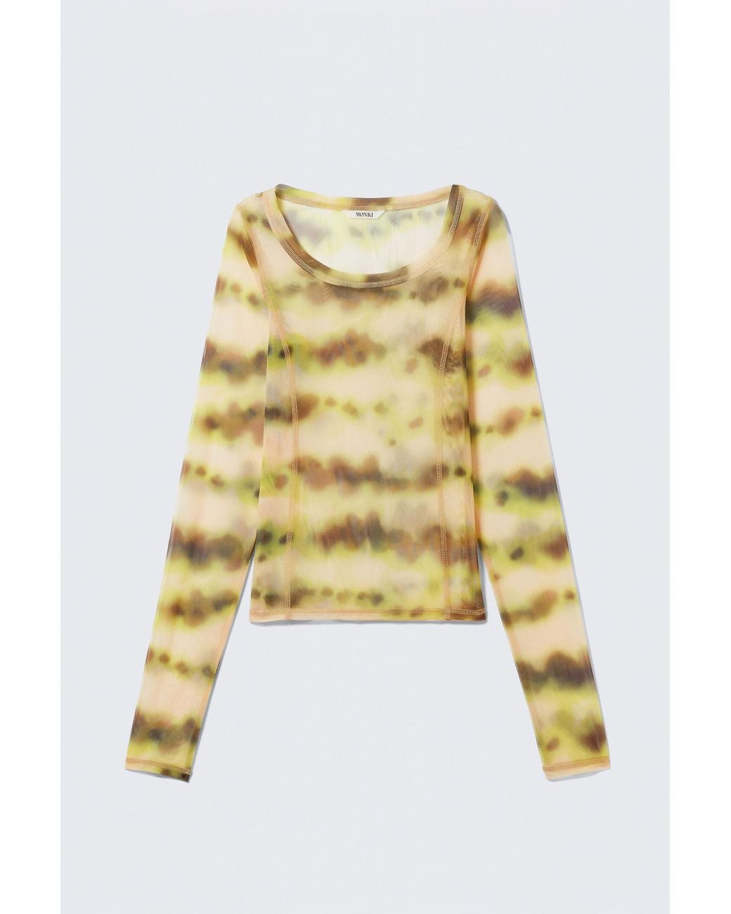 Monki Metallic Long-Sleeved Wide Neck Top