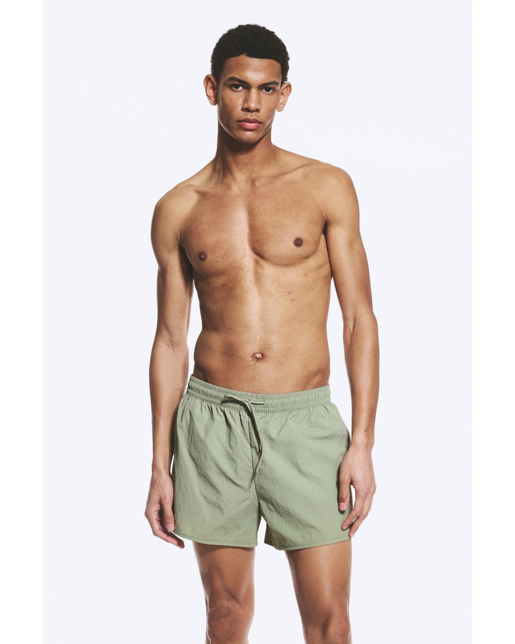 Weekday Green Structured Mid-Thigh Swim Shorts for men