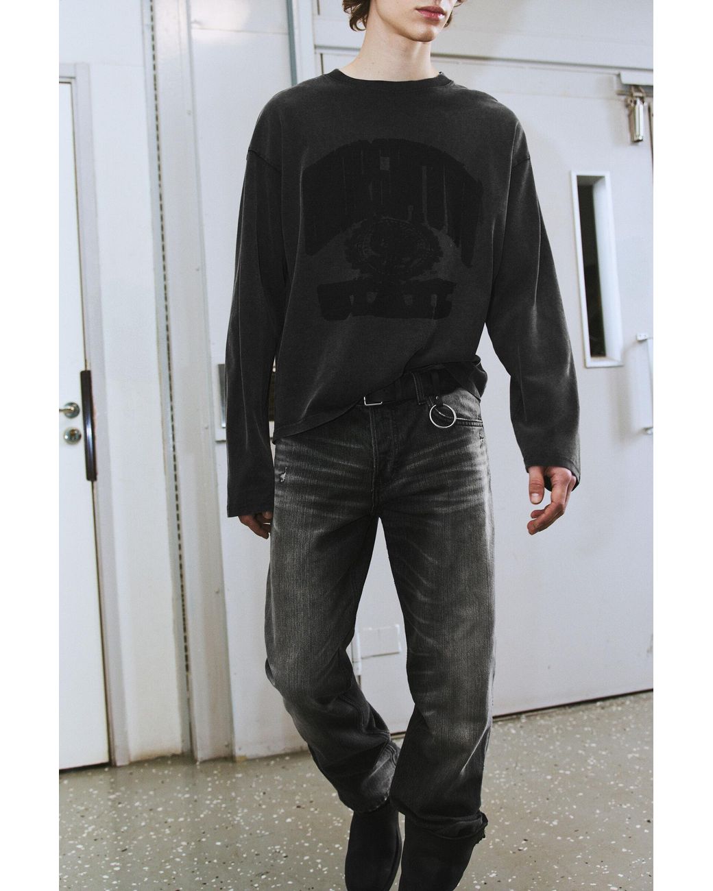 Weekday Black Great Boxy Graphic Long Sleeve T-Shirt for men