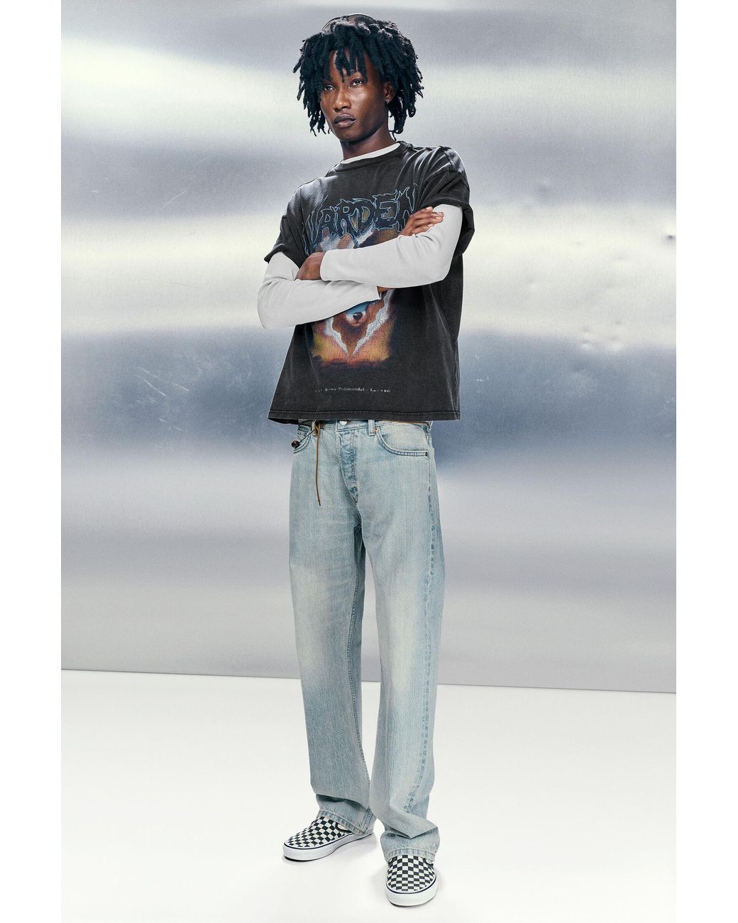 Weekday Gray Space Mid Rise Relaxed Straight Jeans for men