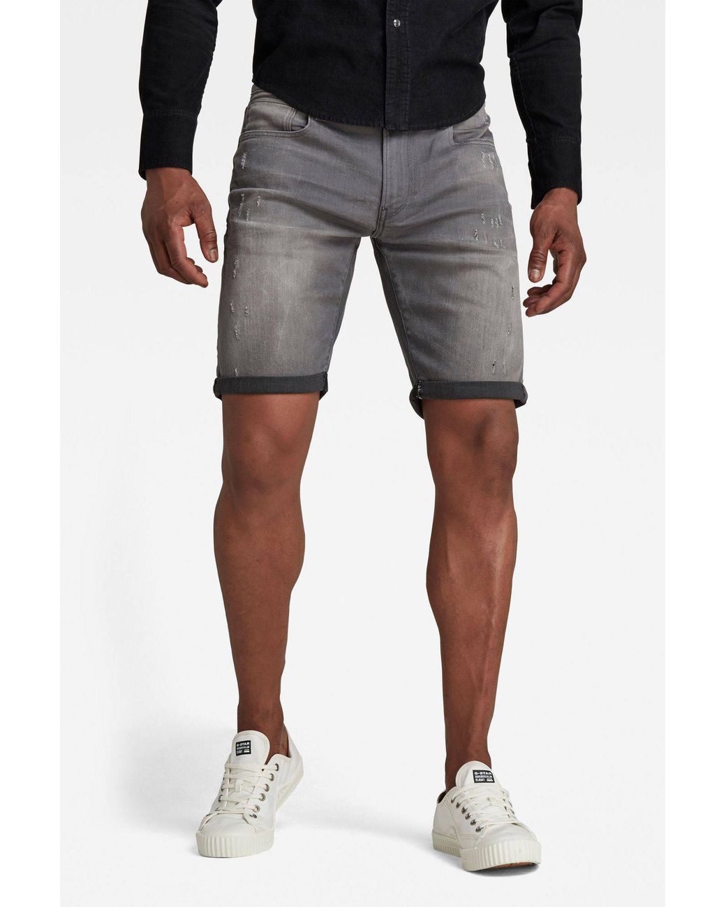 G-Star RAW Denim 3301 Slim Fit Jeans Short in het Grijs voor heren - Lyst