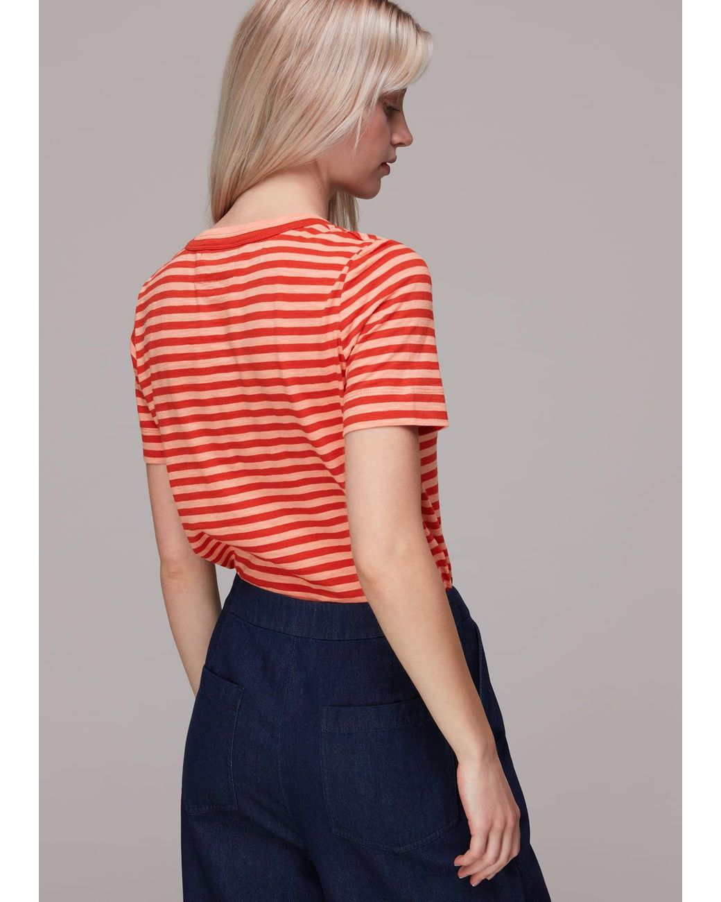 Whistles Blue Rosa Double Trim Stripe Tshirt