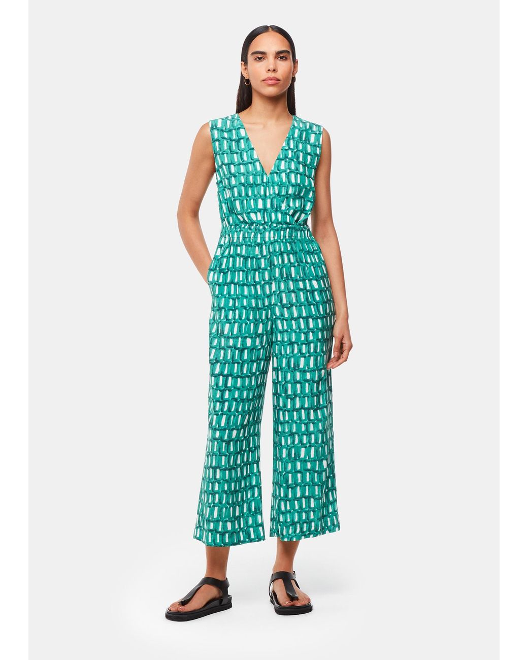 Whistles Blue Linked Smudge Lorna Jumpsuit
