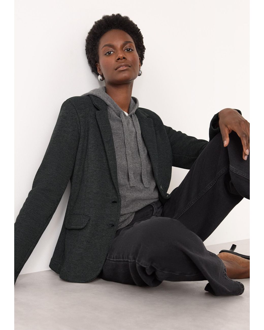 Whistles Black Slim Jersey Jacket