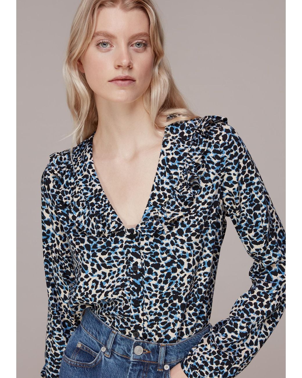 Whistles Blue Abstract Cheetah Lenny Collar