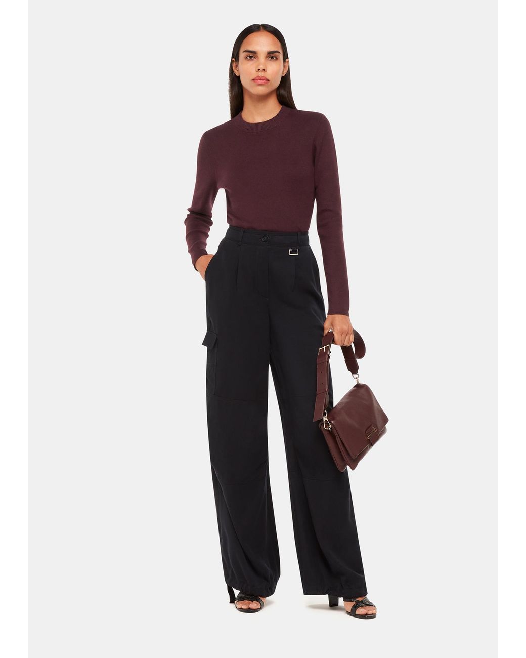 Whistles Purple Keyhole Back Crew Neck Knit