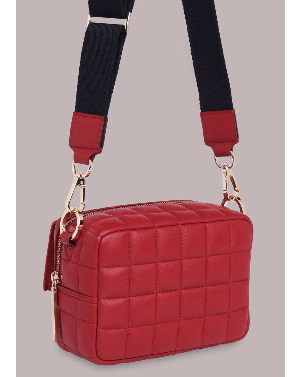 Whistles Red Quilted Bibi Crossbody Bag