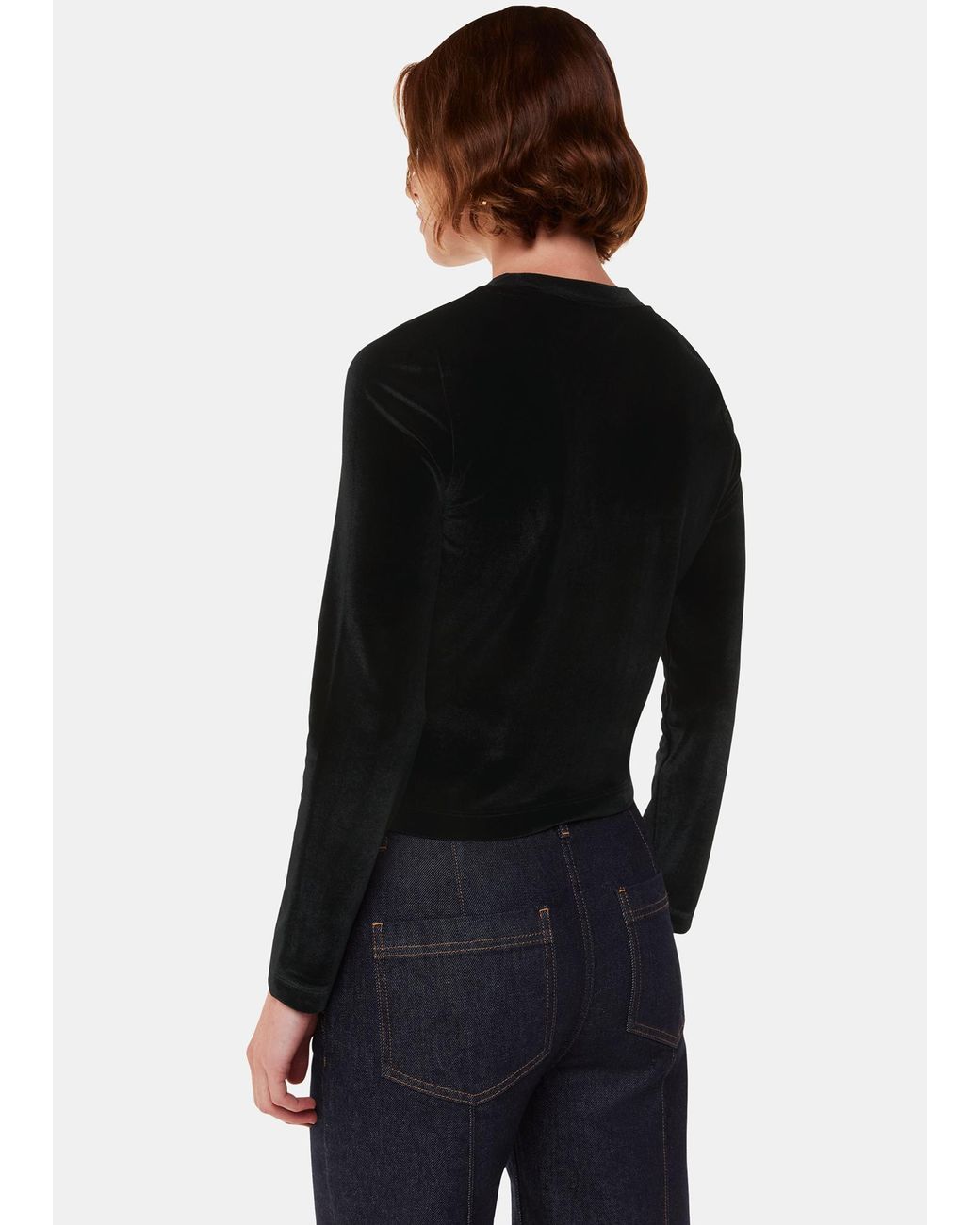 Whistles Black Olivia Velvet Top