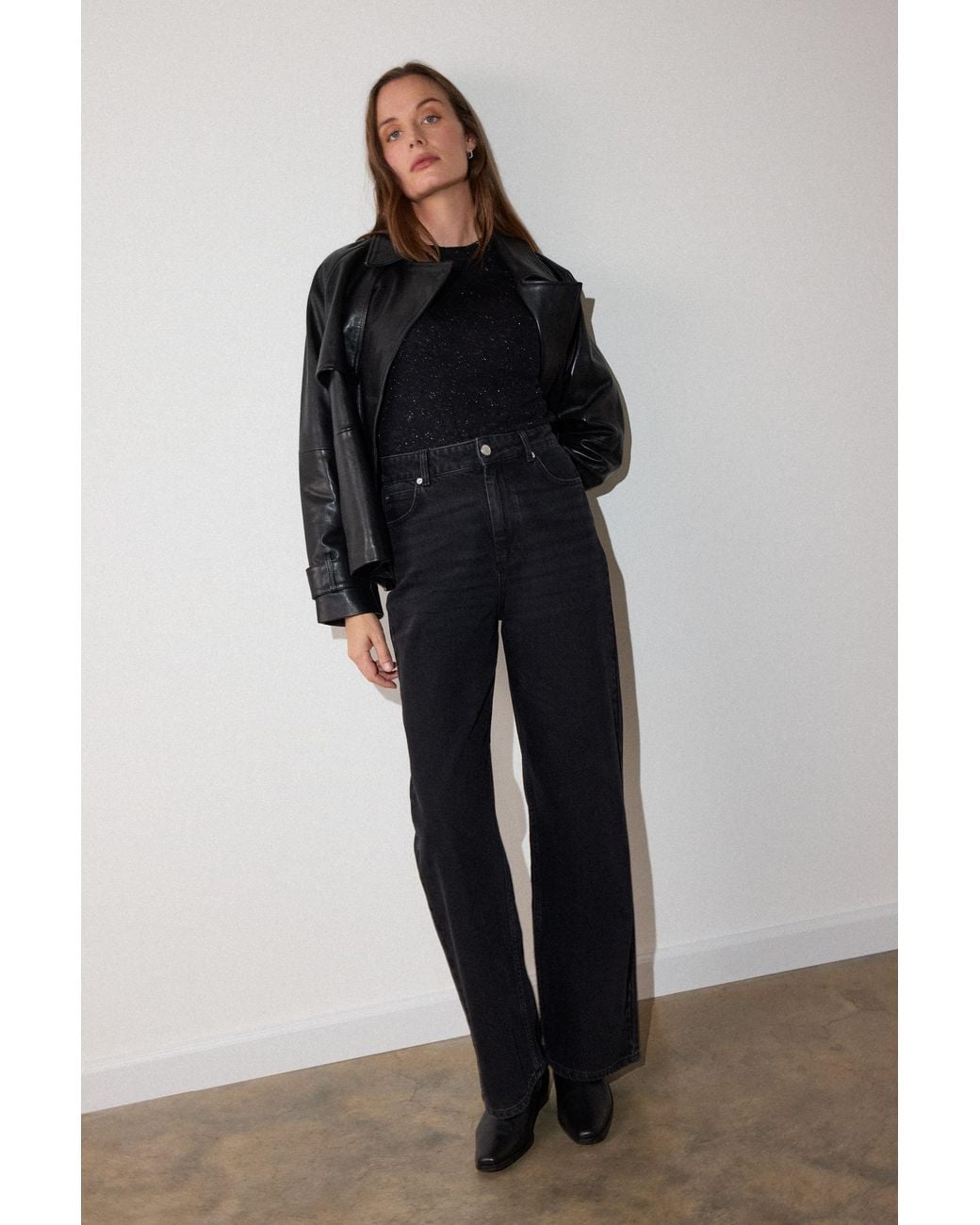 Whistles Black Annie Sparkle Crew Neck