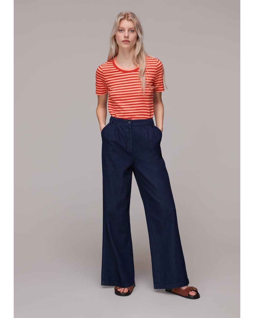Whistles Blue Rosa Double Trim Stripe Tshirt
