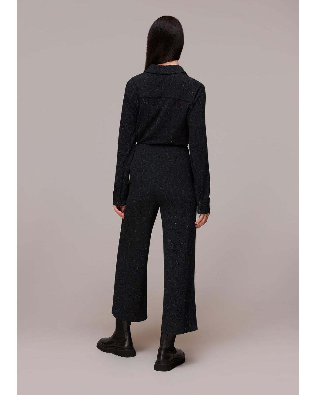 Whistles Black Sparkle Cropped Trouser