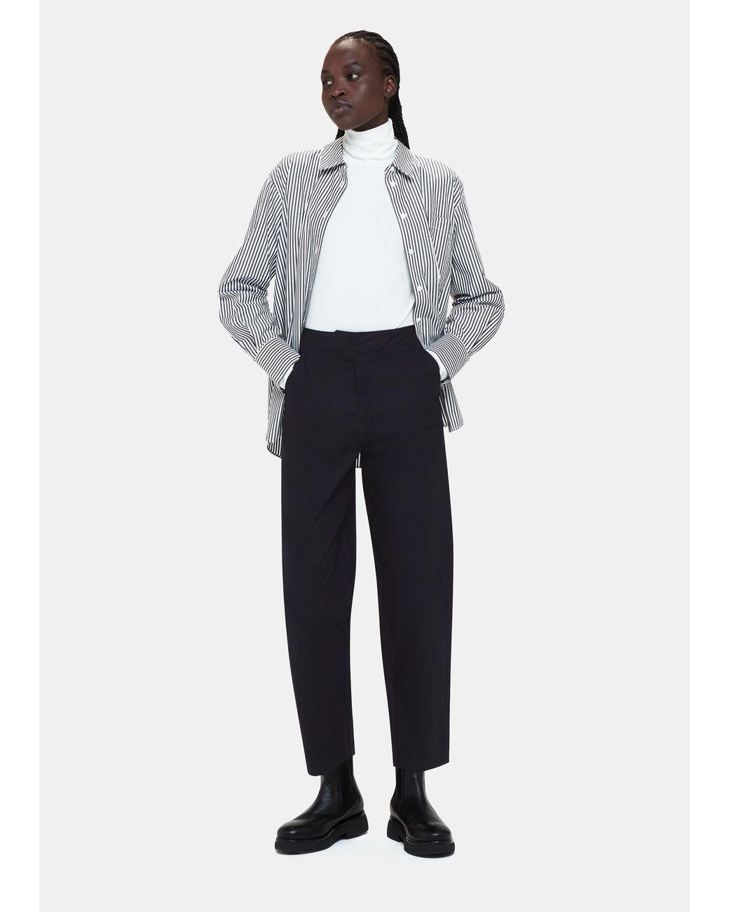 Whistles White Carla Barrel Cotton Trouser