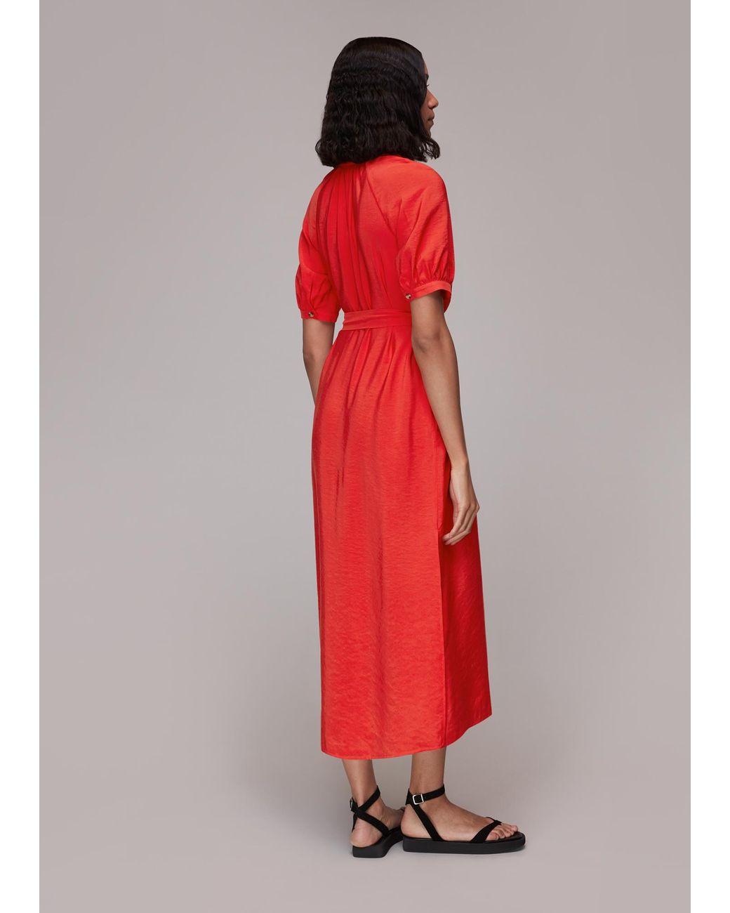 Whistles Red Olivia Midi Dress