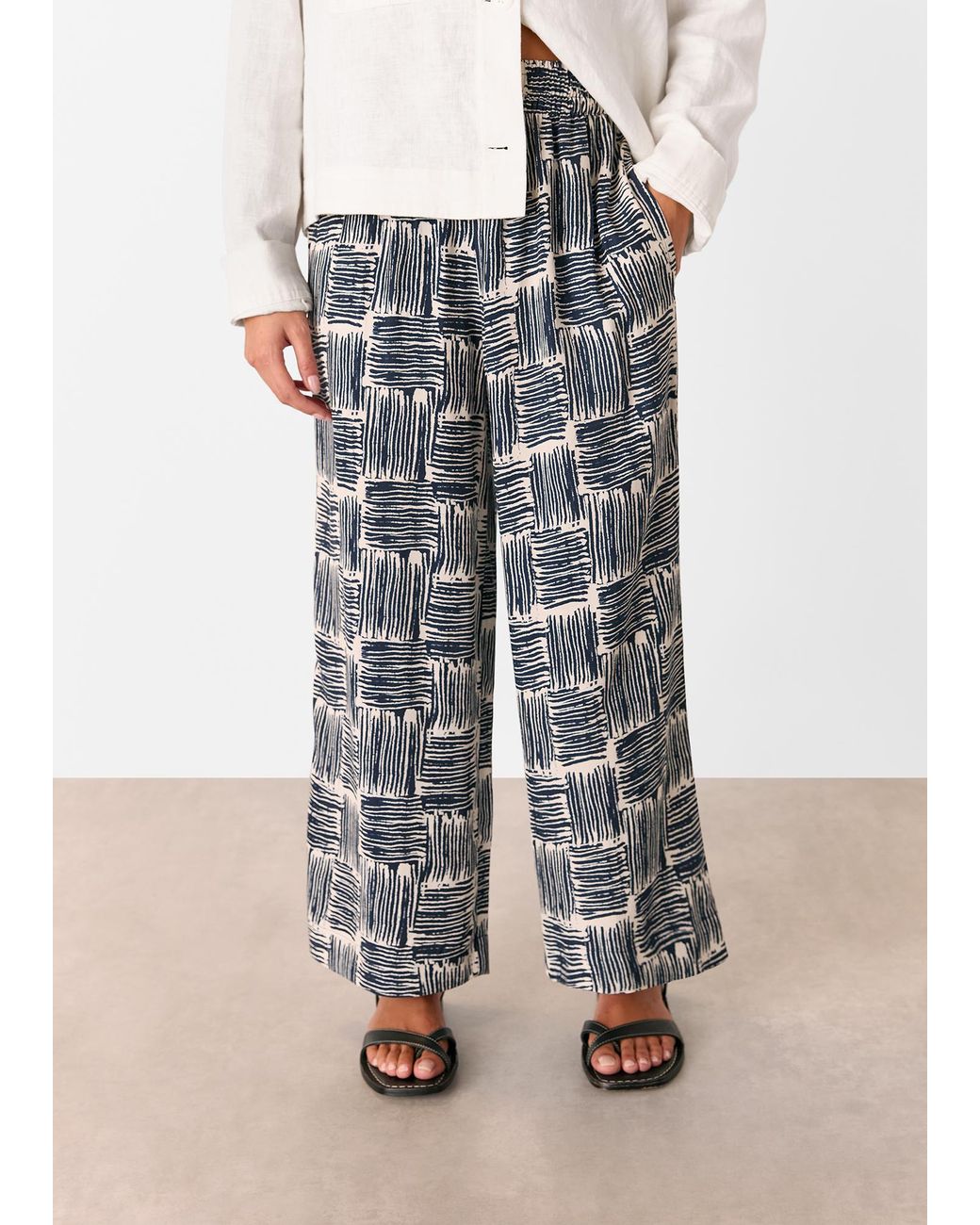 Whistles Multicolor Petite Hatch Squares Cropped Trouser