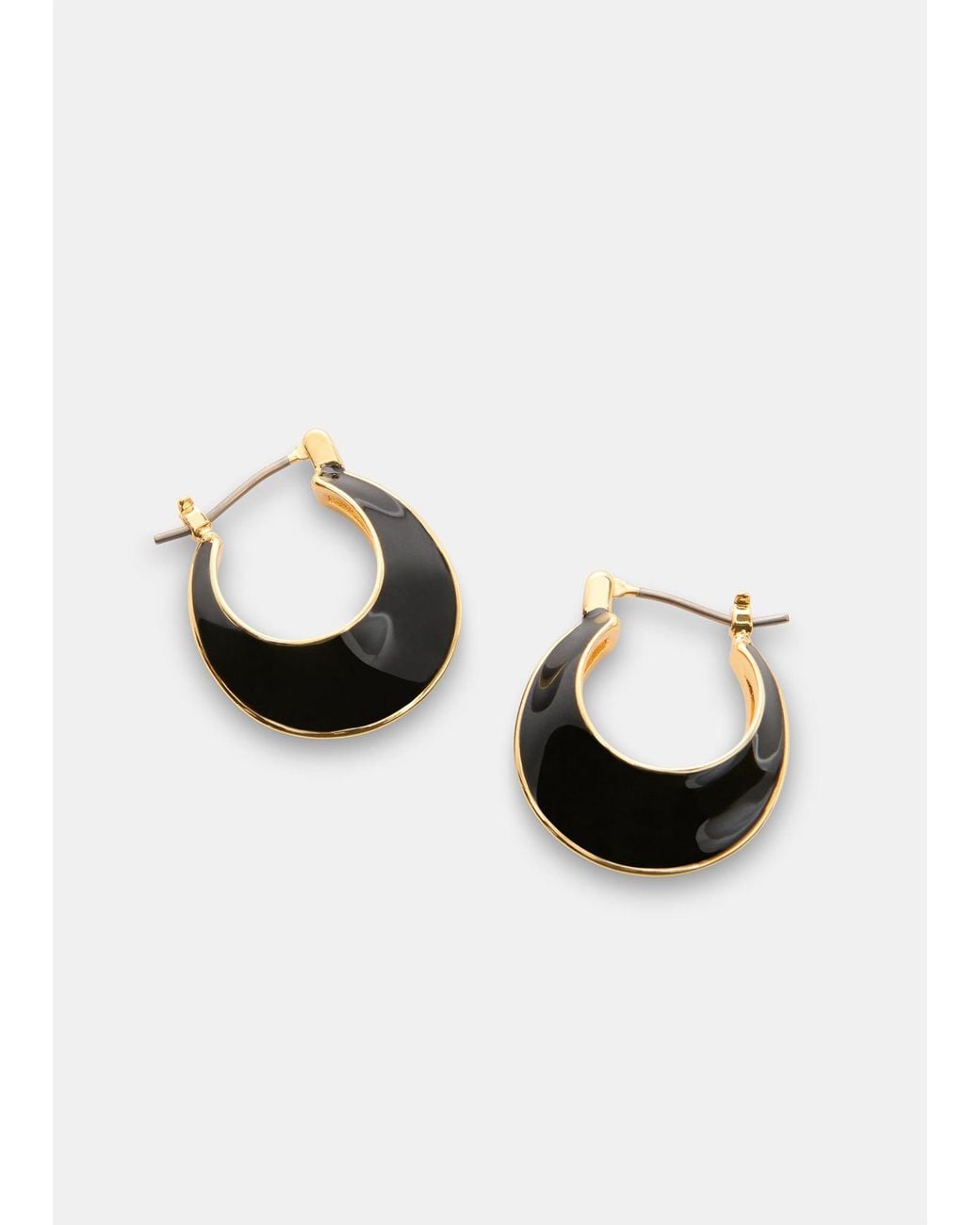 Whistles Black Enamel Curved Earring