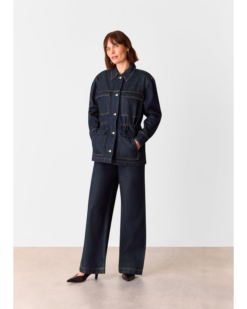 Whistles Blue Drawstring Waist Jacket