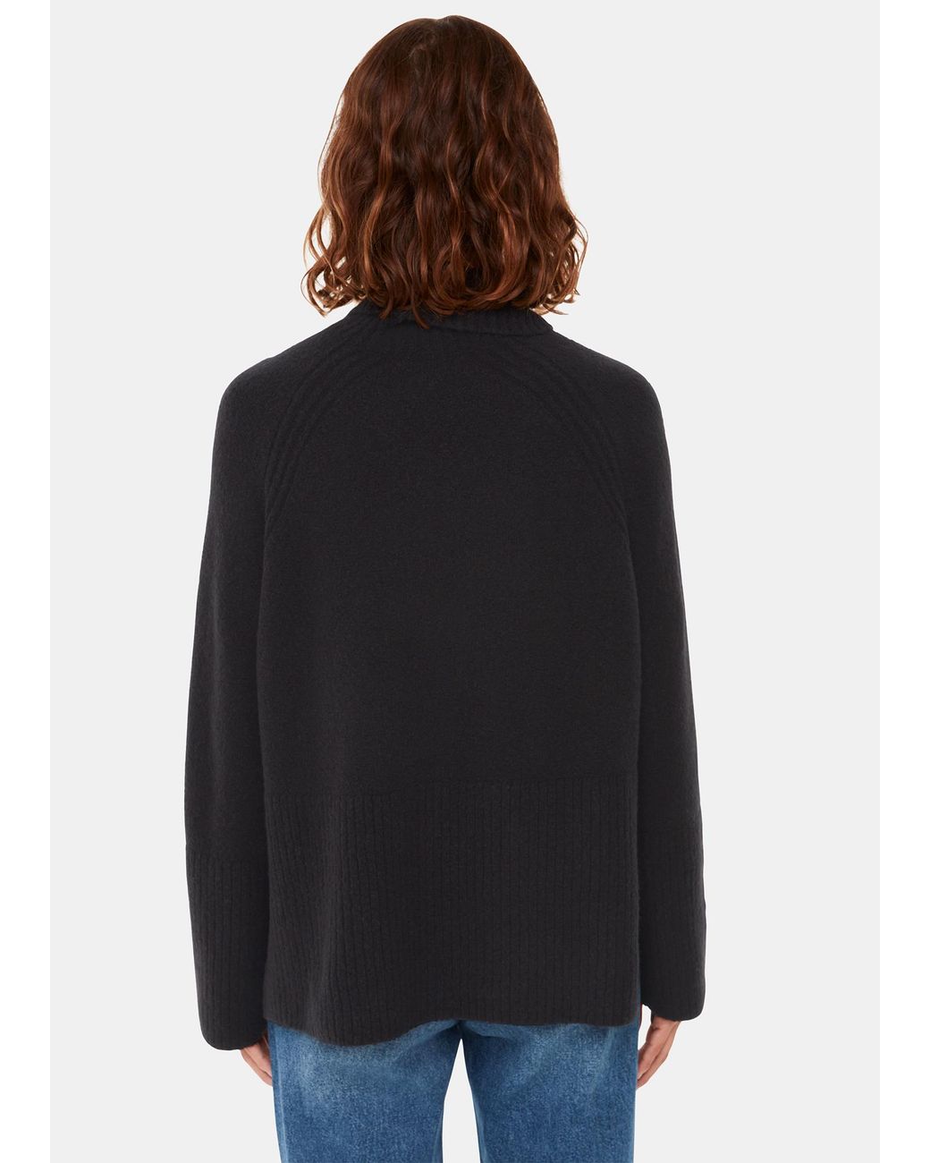 Whistles Black Textured Rib Detail Roll Neck