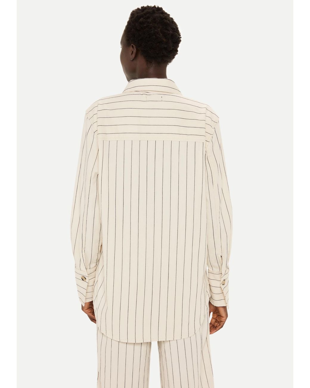 Whistles Natural Kwammie Striped Overshirt