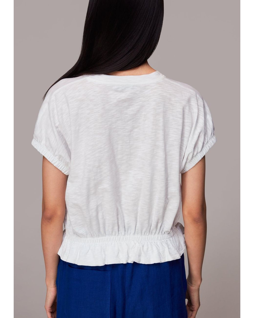 Whistles White Celly Gathered Hem Top