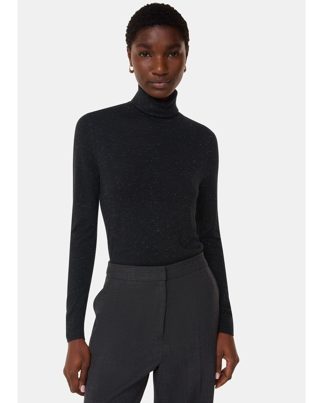 Whistles Black Annie Sparkle Roll Neck
