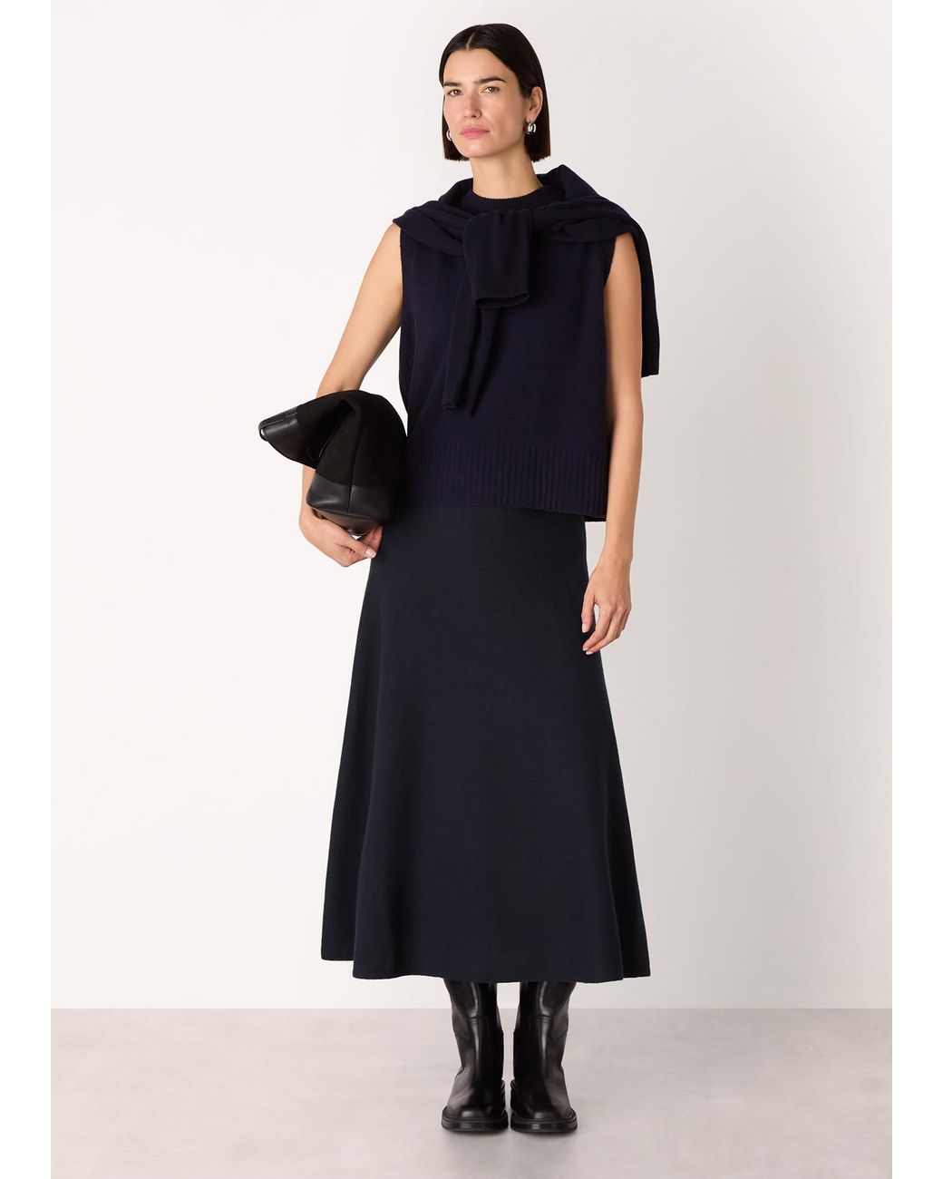 Whistles Blue Knitted Midi Skirt